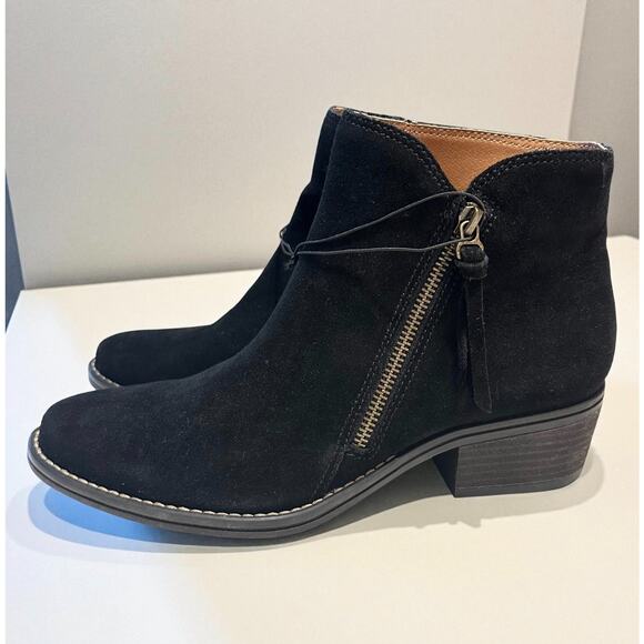 White Mountain Altos Suede Ankle Boots Size 9 M Black Side Zip Block Heel NWT - Picture 4 of 9
